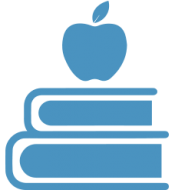 Books with apple on top icon